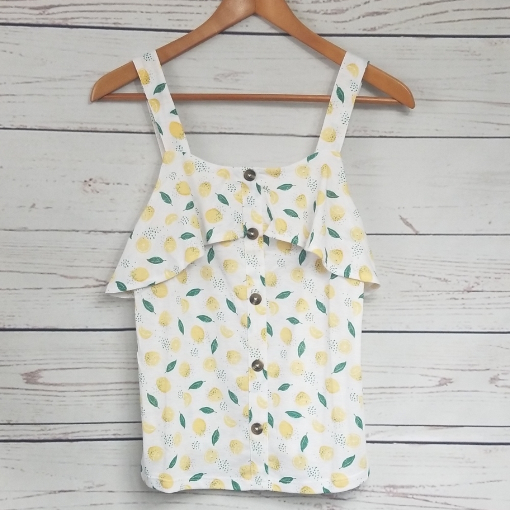🔥NWT🔥Wallflower Lemon Ruffled Tank Top Size M